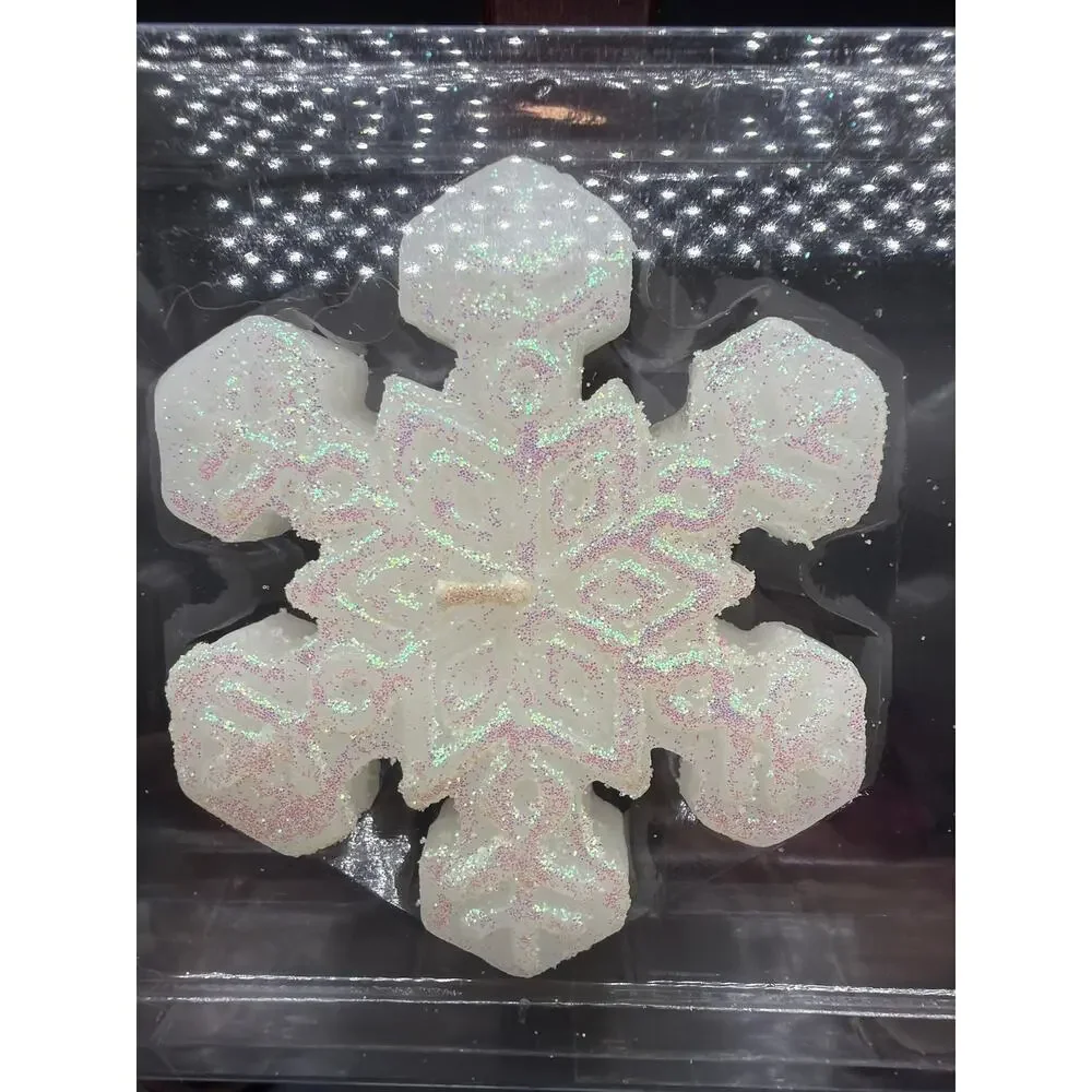 Vintage 2000 Candle Illusions Snowflake Floating Candles Set 3 Glitter NIB